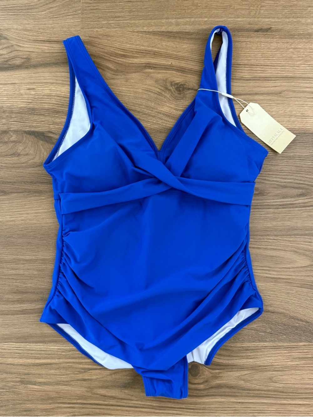 NWT Heytalala Blue One Piece Swimsuit Ruched Twist Large